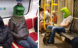 Подборка самых смешных и нелепых масок, замеченных в метро (38 фото)